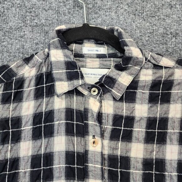 California Tailor Shirt No 2 Womens‎ XS Navy Plaid Long Sleeve Shirt Cotton $198 - Picture 8 of 12